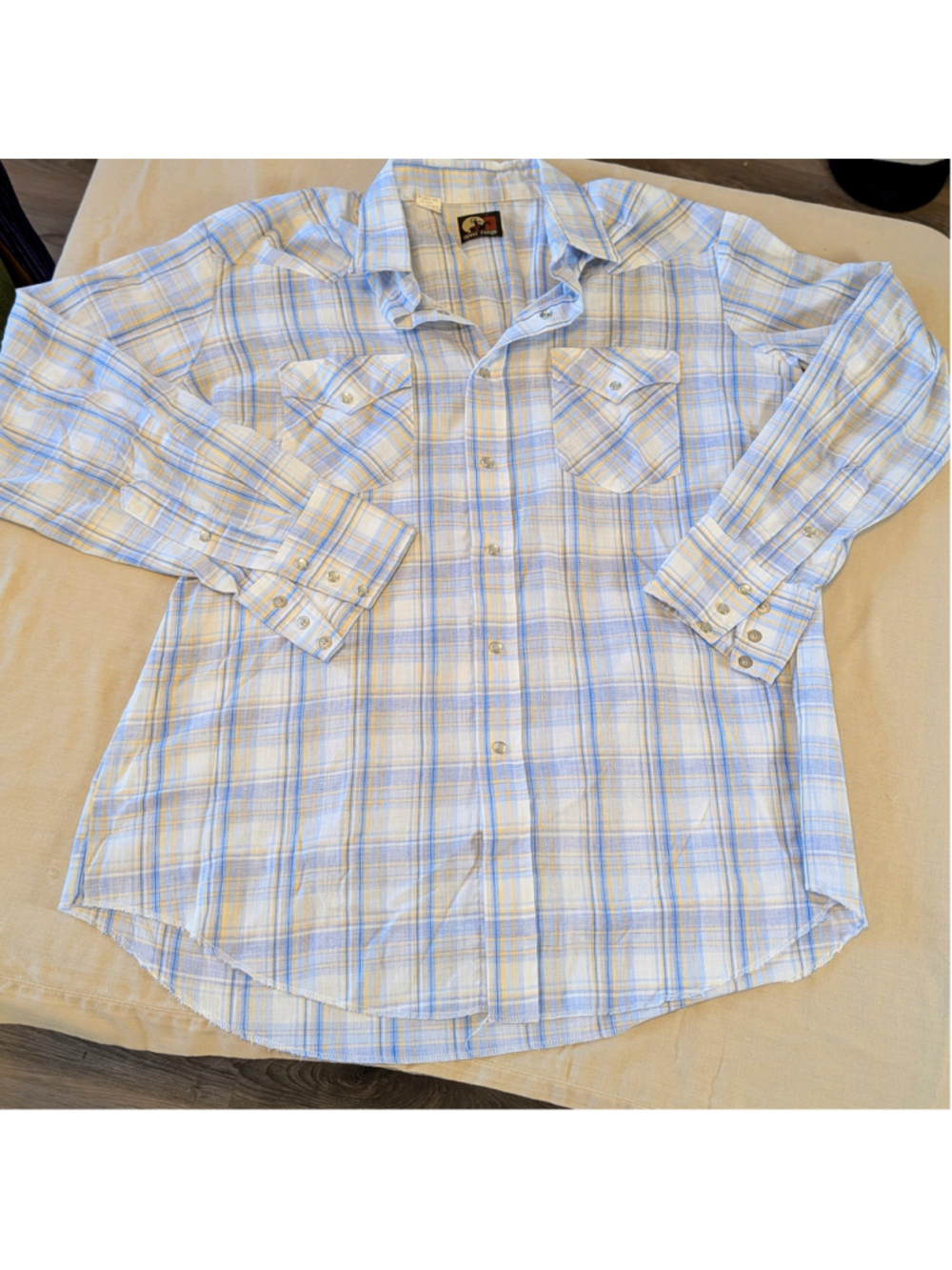 Vintage Open Range Western Shirt Plaid Pearl Snap USA Made Cowboy Shirt Men XL - Picture 6 of 10